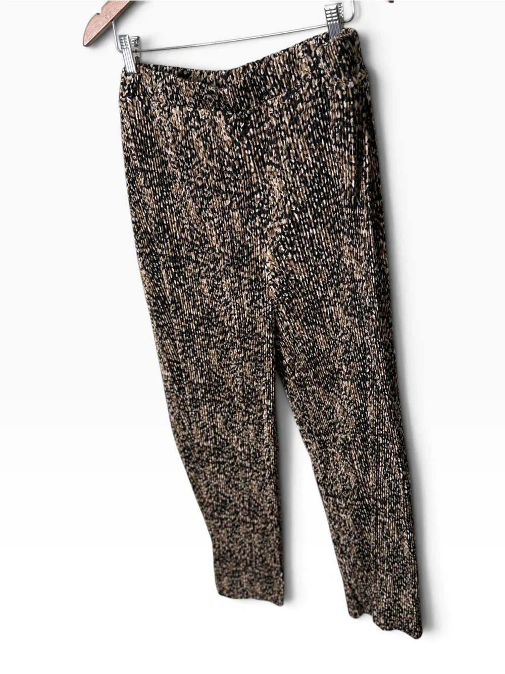 EMERY ROSE Black Brown Multi 5XL Pleated Pants Speckled Micro Texture Casual Tro